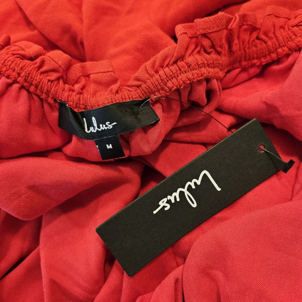 LULU's Red Wide Leg Lined Adjustable Straps Size M NWT Festival Summer